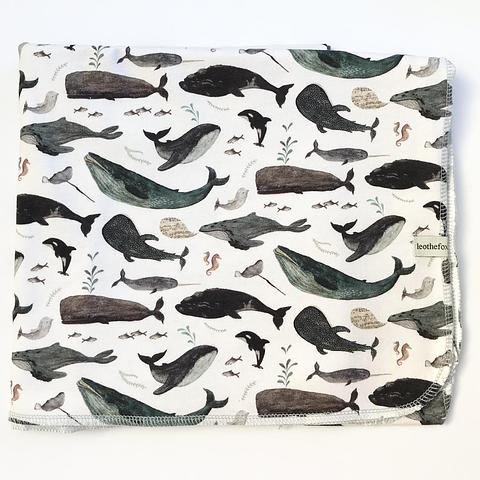 Organic Cotton Jersery Wrap - Whales