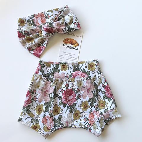 Floral Bloomers and Headband set - size 000