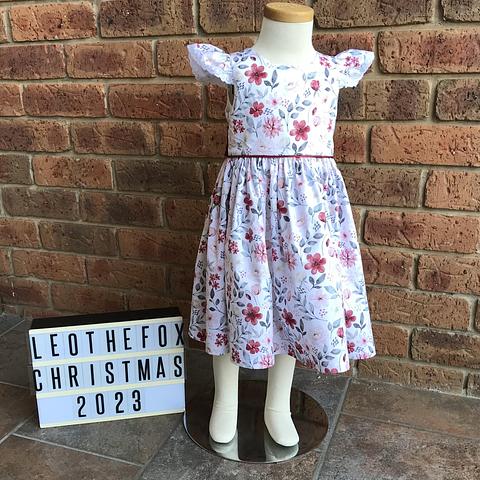 Red and White Floral Dress-size 2